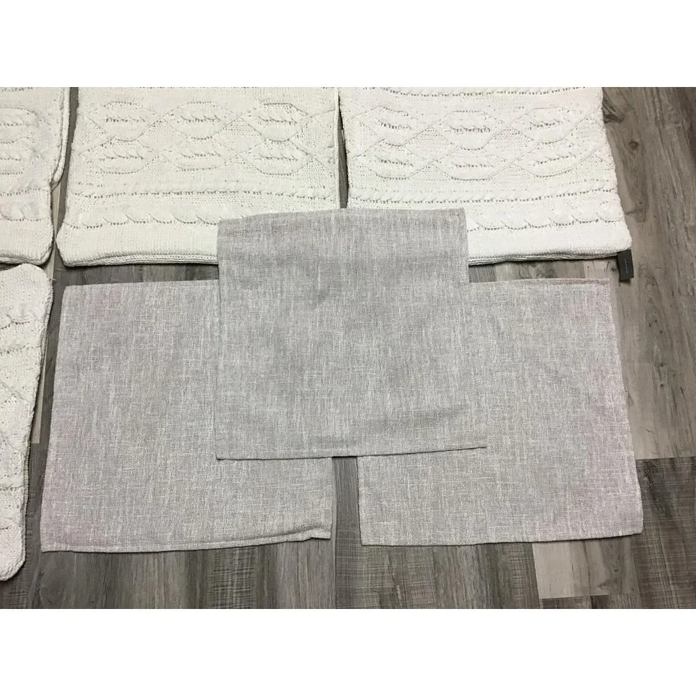 Decorative Throw Pillow Covers White Cable Knit NWOT and Beige Linen Boho Casual